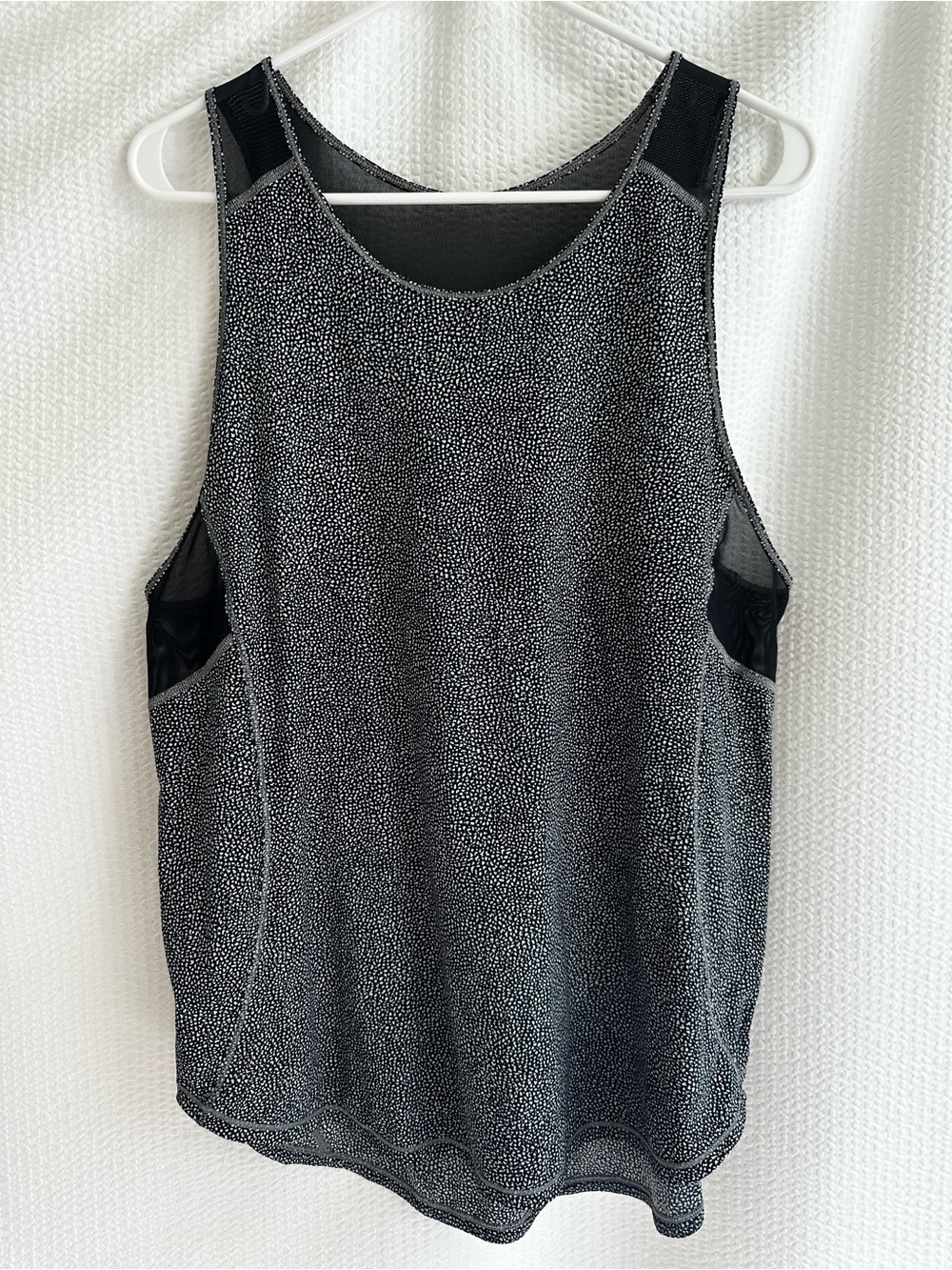 LULULEMON Sculpt Tank II Black White Speckled Mesh Racerback Running Top Size 12